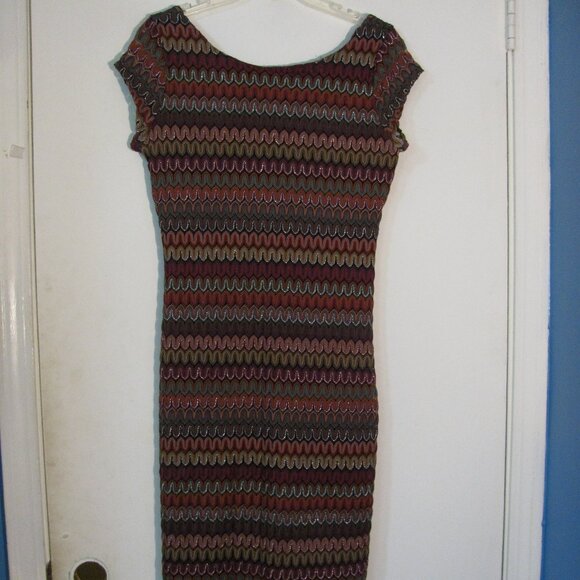 Cato Multicolored Dress Medium Semi Sheer Overlay Lined Sheath Back Zip - Picture 1 of 7